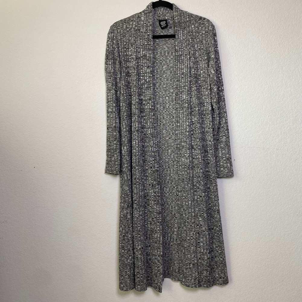 Bobeau Duster Cardigan S Gray Womens‎ Minimalist Ribbed Knit Open Front Longline